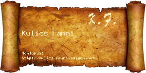 Kulics Fanni névjegykártya